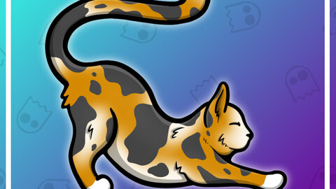 Twitch Emote: Stretch Calico Cat