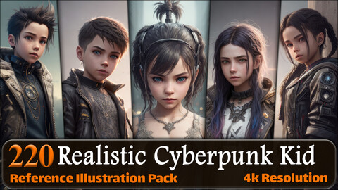 220 Realistic Cyberpunk Kid Reference Pack | 4K | v.3