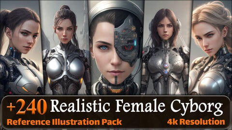 240 Realistic Female Cyborg Reference Pack | 4K | v.1