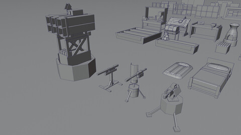 Rust low-poly building bases assets model