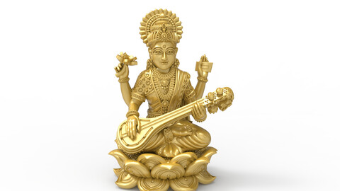 Saraswati| saraswati mata CAD file | Indain Goddess Swaraswati | saraswati 3D model file | saraswati statue 3d file