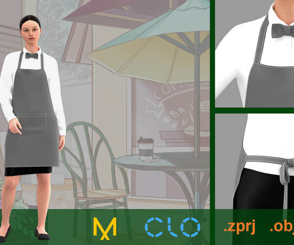 ArtStation - Waitress uniform (cafe and restaurant hostess/barmaid ...
