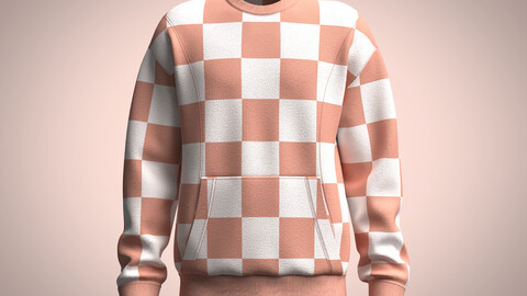 Checkerboard Crew Neck Sweatshirt