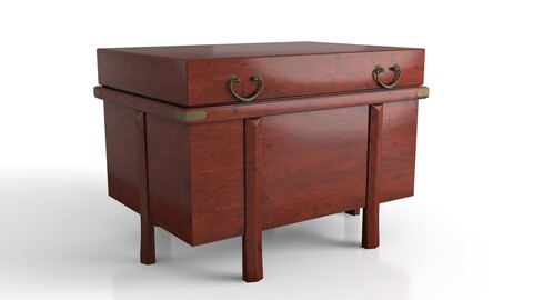 Korean Storage Chest Table Red Stain