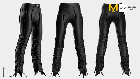 Streetwear Leather Pants #020 - Clo 3D / Marvelous Designer + OBJ / DIGITAL FASHION / HYPEBEAST / FUTURE FASHION