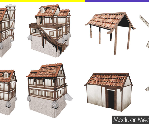 ArtStation - Mountain Village Medieval (Modular Low Poly Assets ...