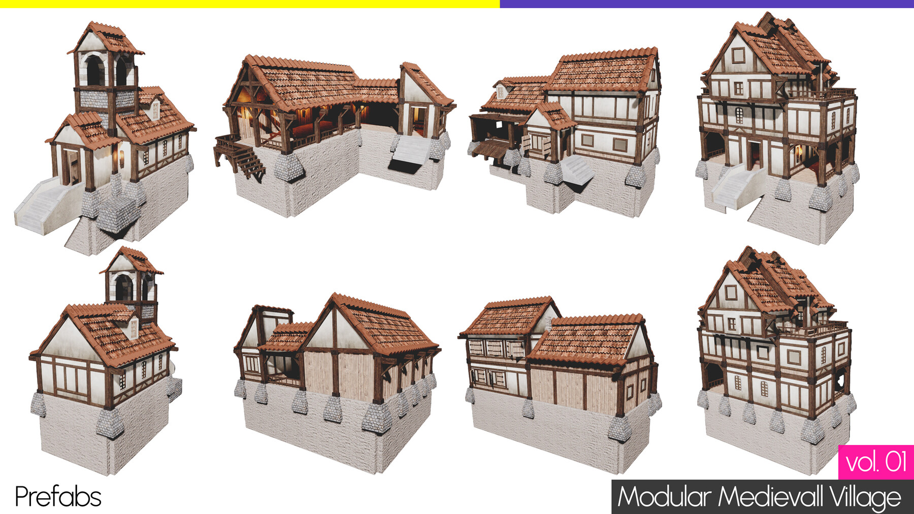 ArtStation - Mountain Village Medieval (Modular Low Poly Assets ...