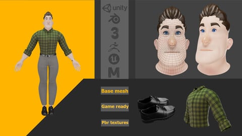 Base mesh stylized man - game ready