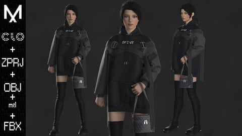 Urban Outfit Female OBJ mtl FBX ZPRJ