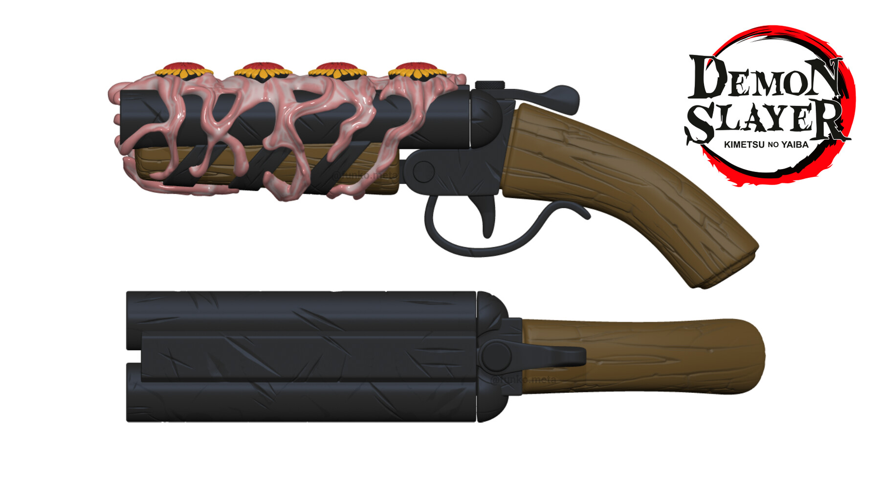 ArtStation Demon Slayer Genya short shotgun fanart, both forms