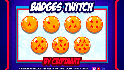 Badges Twitch / Dragon Balls / Esferas / Insignias Twitch / Anime badges / Stream Graphics / Cheer Bit Badges