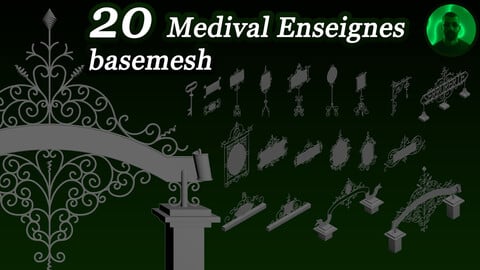 20 medival enseignes base mesh