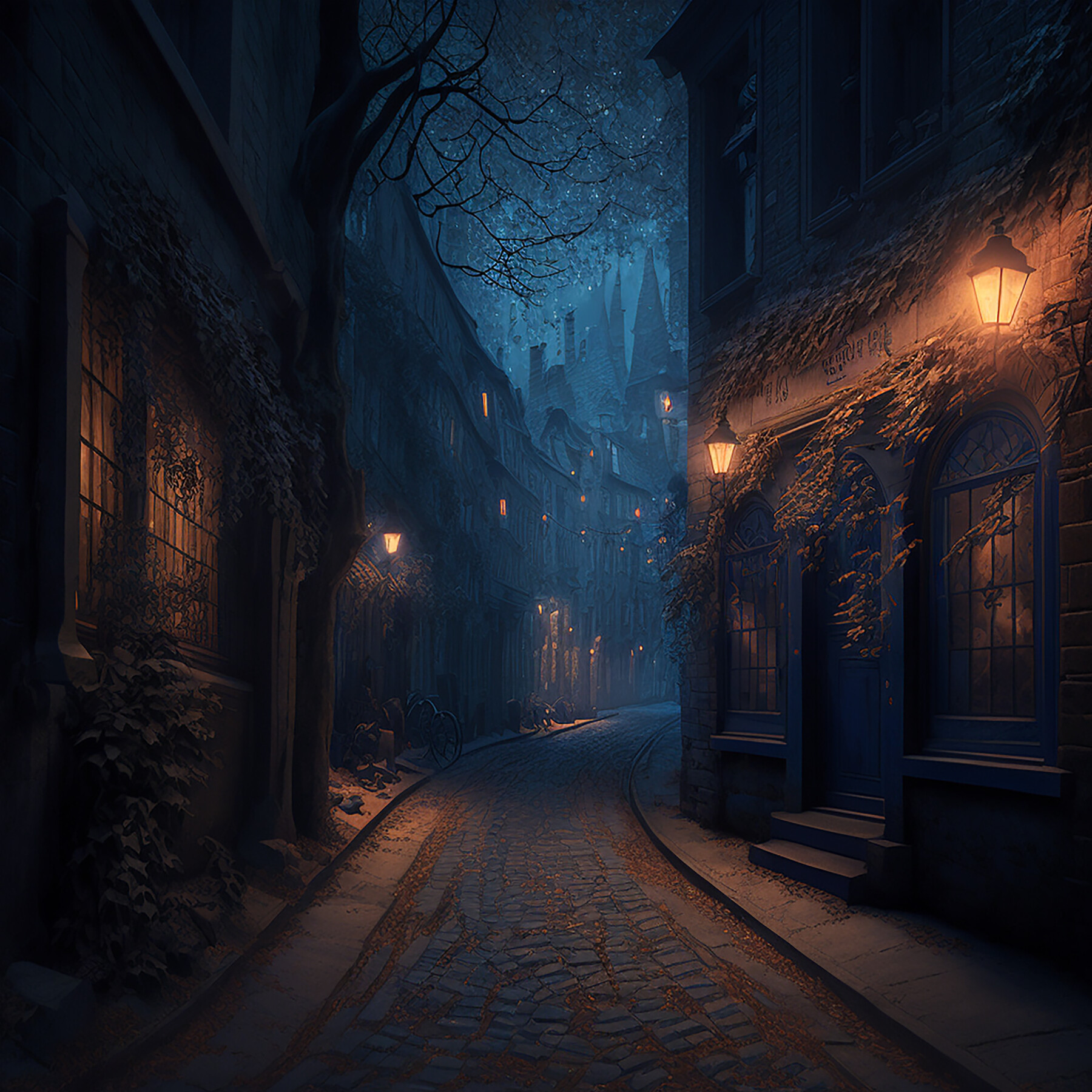 ArtStation - a fairytale street illuminated by dark mysterious | Game ...