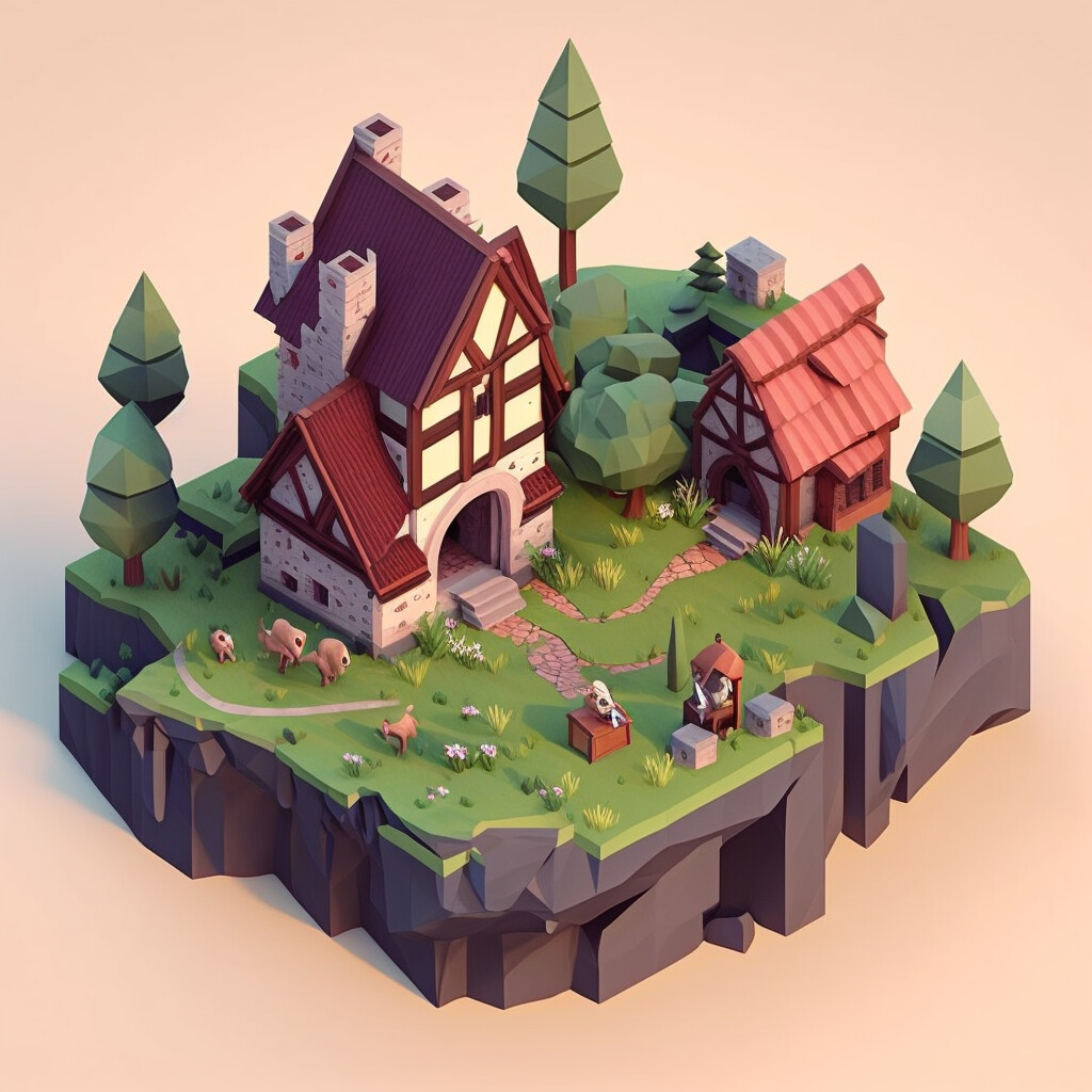 ArtStation - Medieval isometric cute 3d landscapes | Artworks