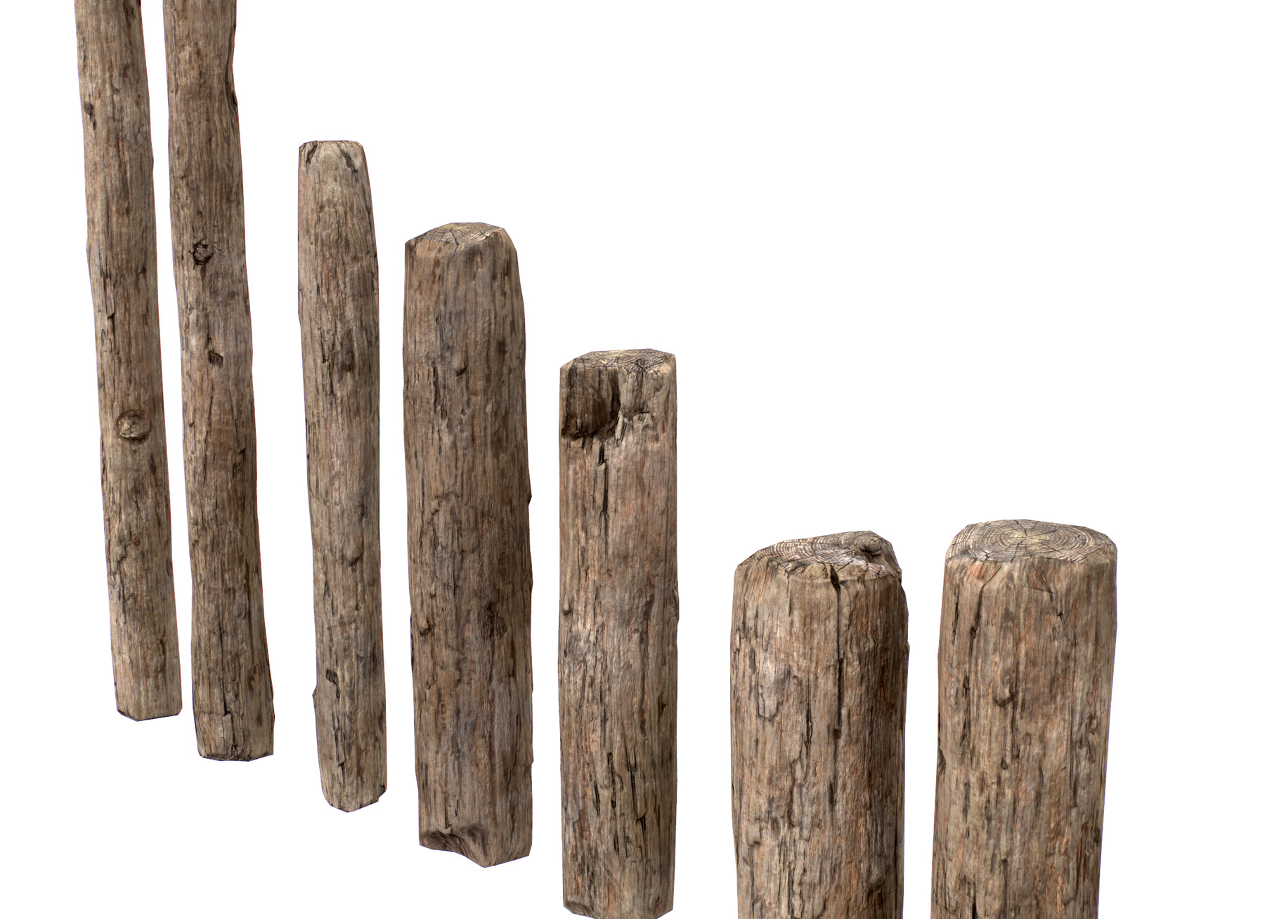 Artstation Old Wooden Poles Low Poly 4k Game Assets 4963