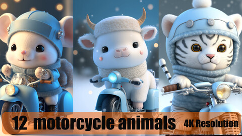 12 Pets on motorcycles group of pictures