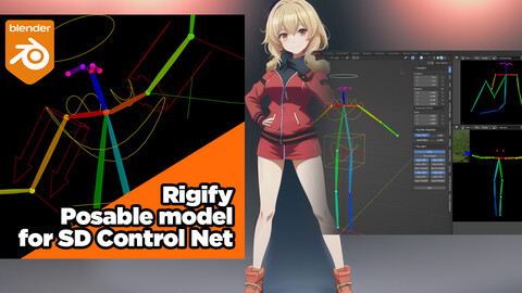 Rigify model for StableDiffusion ControlNet posable rig