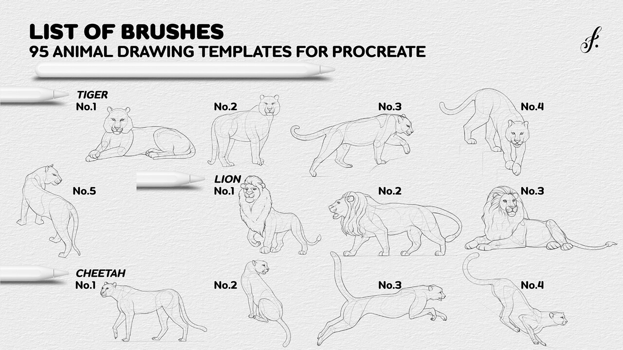 ArtStation - Procreate Animal Stamps | 95 Procreate Animal Brushes | Brushes