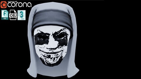 HALLOWEEN NUN SCARY MASK Low-poly