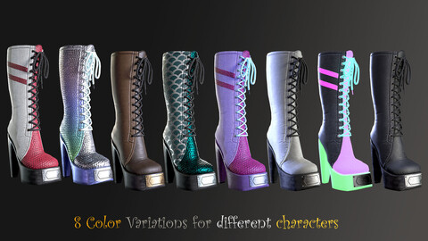 Rock Boots Hight Ankle Platform - 8 Different colors