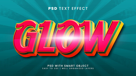 ArtStation - 3D Glow. PSD Fully Editable Text Effect. Layer Style PSD ...