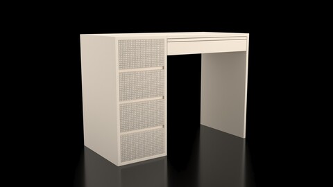 Rattan Trim White Desk