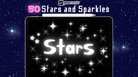 Sparkles and stars Procreate Brush Set and stamps