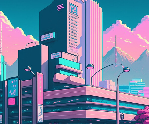 ArtStation - Vaporwave city | Artworks