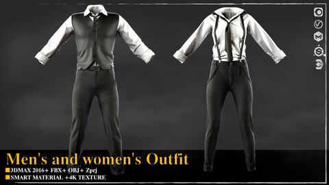 Men's and women's Outfit/Marvelous Designer / 4k Textures/Smart material