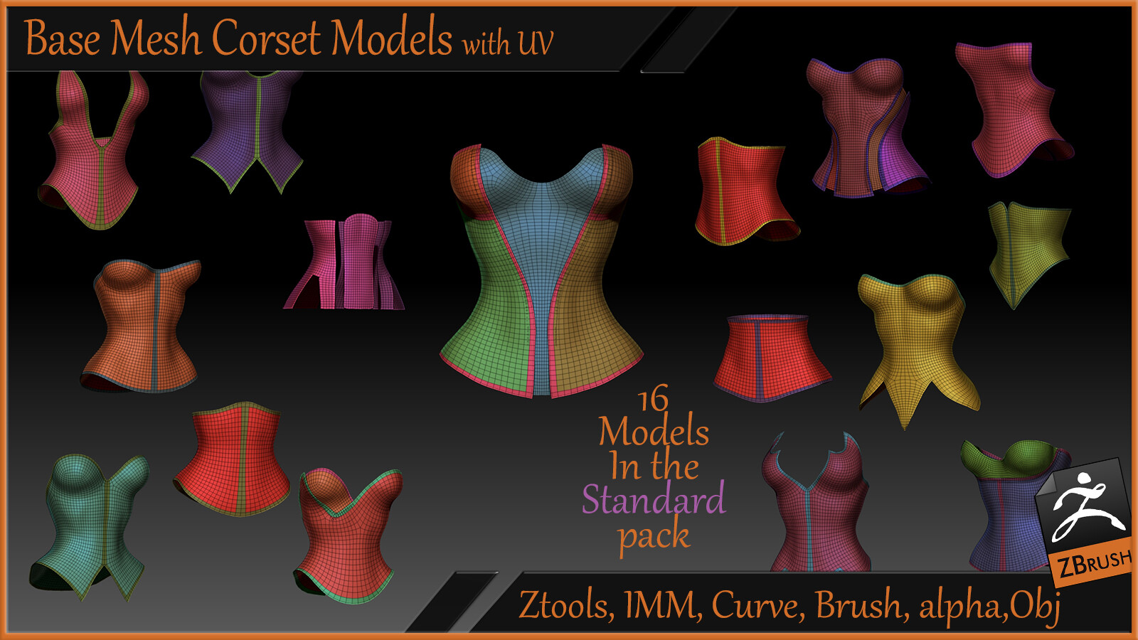 Base mesh Corset with or without straps CC BY 3D model