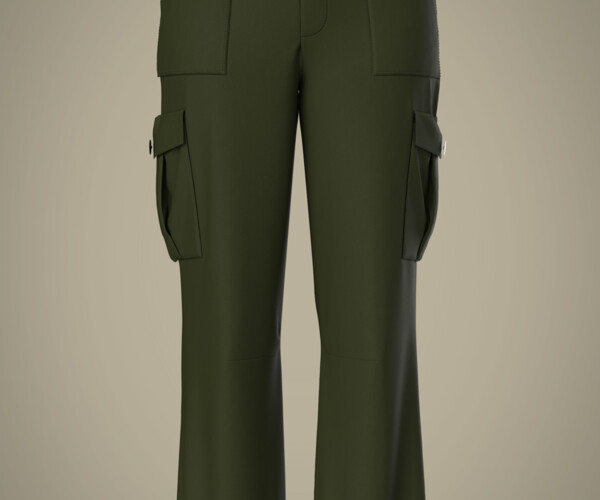 3D Washed Cargo Pants Loose Stacked main image 1