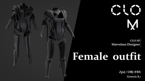 Female outfit  / Marvelous Designer/Clo3D project file + OBJ
