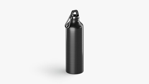 Black Aluminum Sport Bottle - metal water botle with carabiner