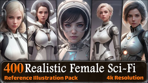400 Realistic Female Sci-Fi Reference Pack | 4K | v.1