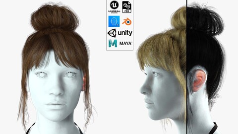 Realistic Female hair colorable