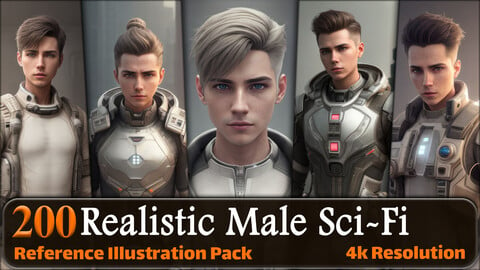 200 Realistic Male Sci-Fi Reference Pack | 4K | v.2