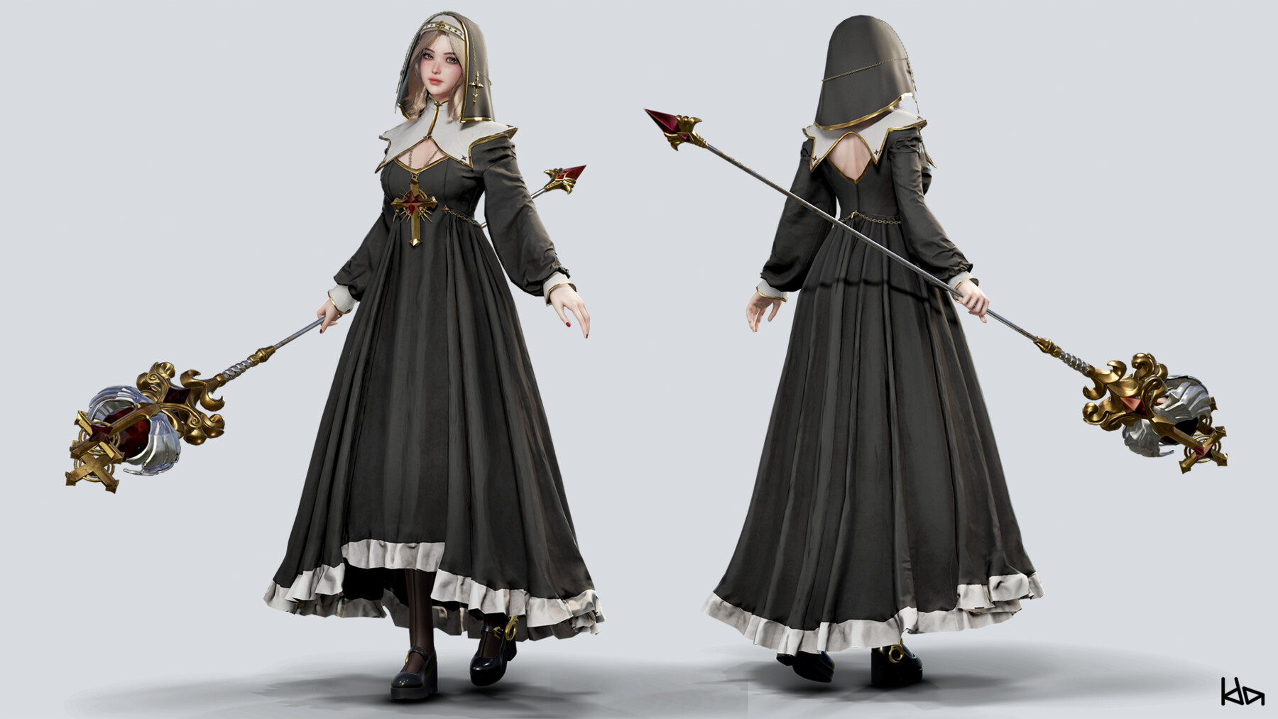 ArtStation - Priestess Girl - Game Ready | Game Assets