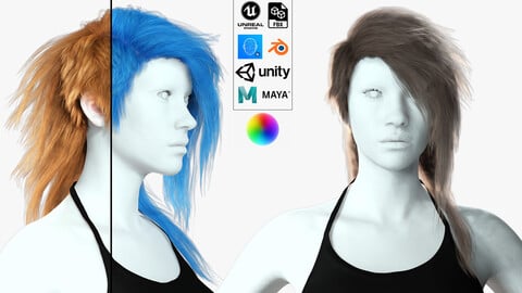 Realistic hair cyberpunk long