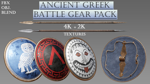 Low-Poly Game Ready Ancient Greek Battle Gear Pack