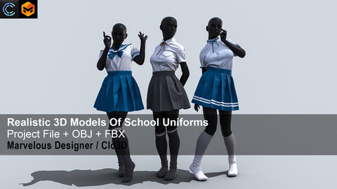 Realistic 3D Models Of School Uniforms