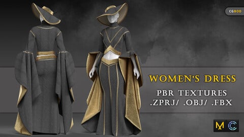 Women's Dress / Marvelous Designer / Clo3d / PBR Textures
