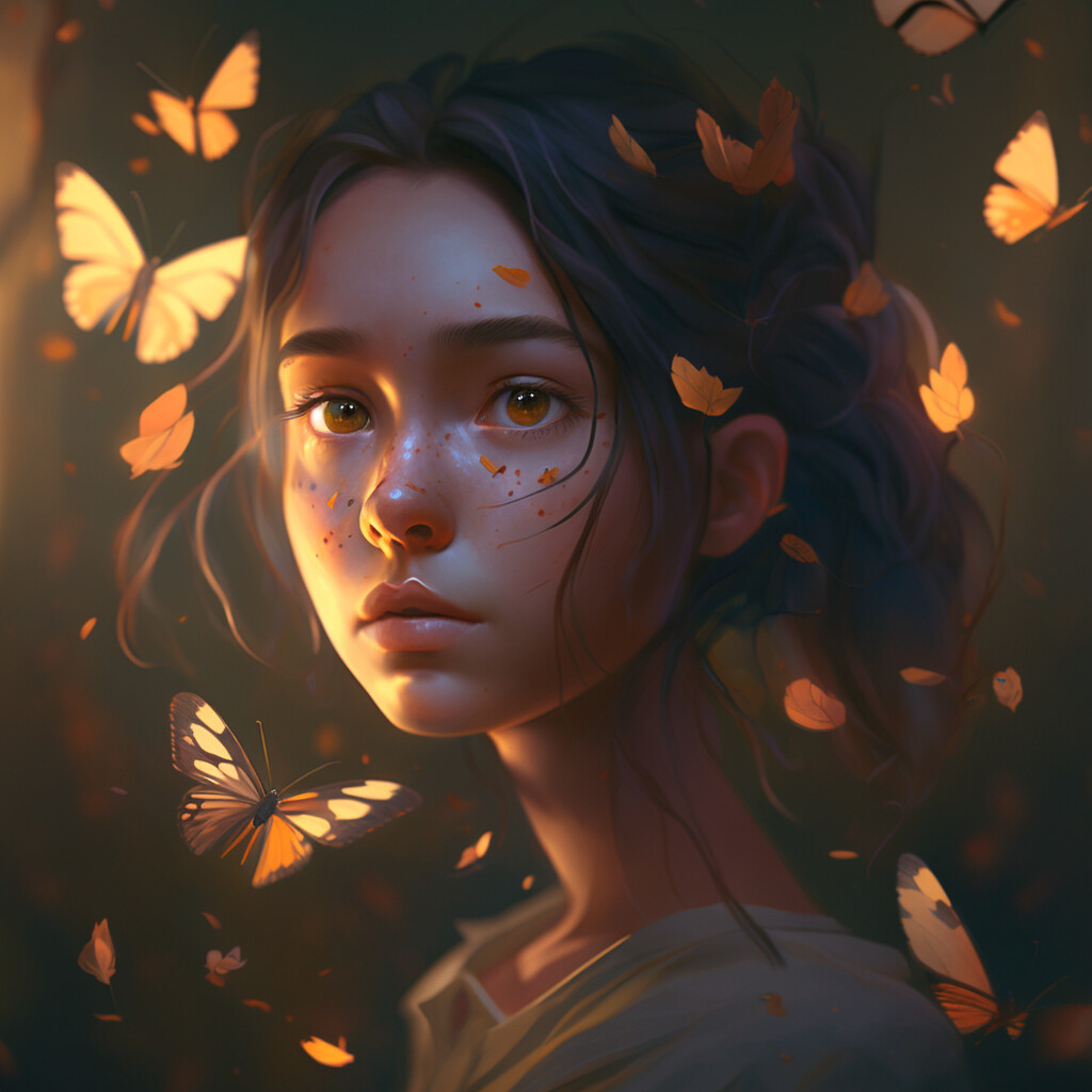 ArtStation - Butterfly Dreams: A Portrait of a Young Girl 6 | Artworks