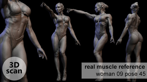 3D scan real muscleanatomy Woman 09 pose 45