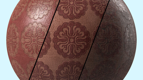 Leather Materials 21- Leather Ornament Pattern By Sbsar, Pbr 4k Seamless