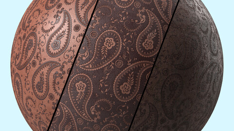 Leather Materials 22- Leather Ornament Pattern By Sbsar, Pbr 4k Seamless