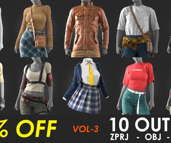 ArtStation - 10 Outfits - VOL3 - Marvelous / CLO Project file +Video ...