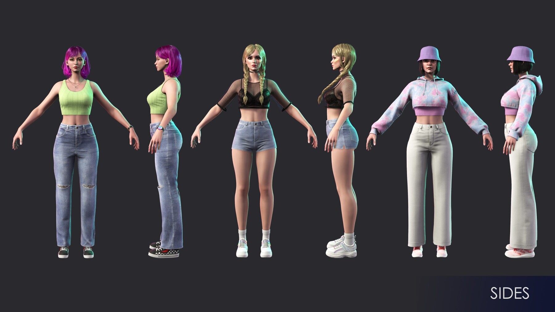 ArtStation - Casual Wear Girls Pack 1 - Game-Ready 3D characters for ...