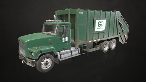 Classic Garbage Truck - Low Poly