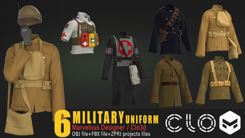 6 MILITARY UNIFORM / marvelous & clo3d / OBJ / FBX
