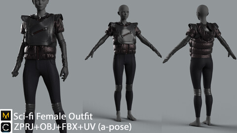 Sci-fi Female outfit Clo3d Marvelous designer High poly